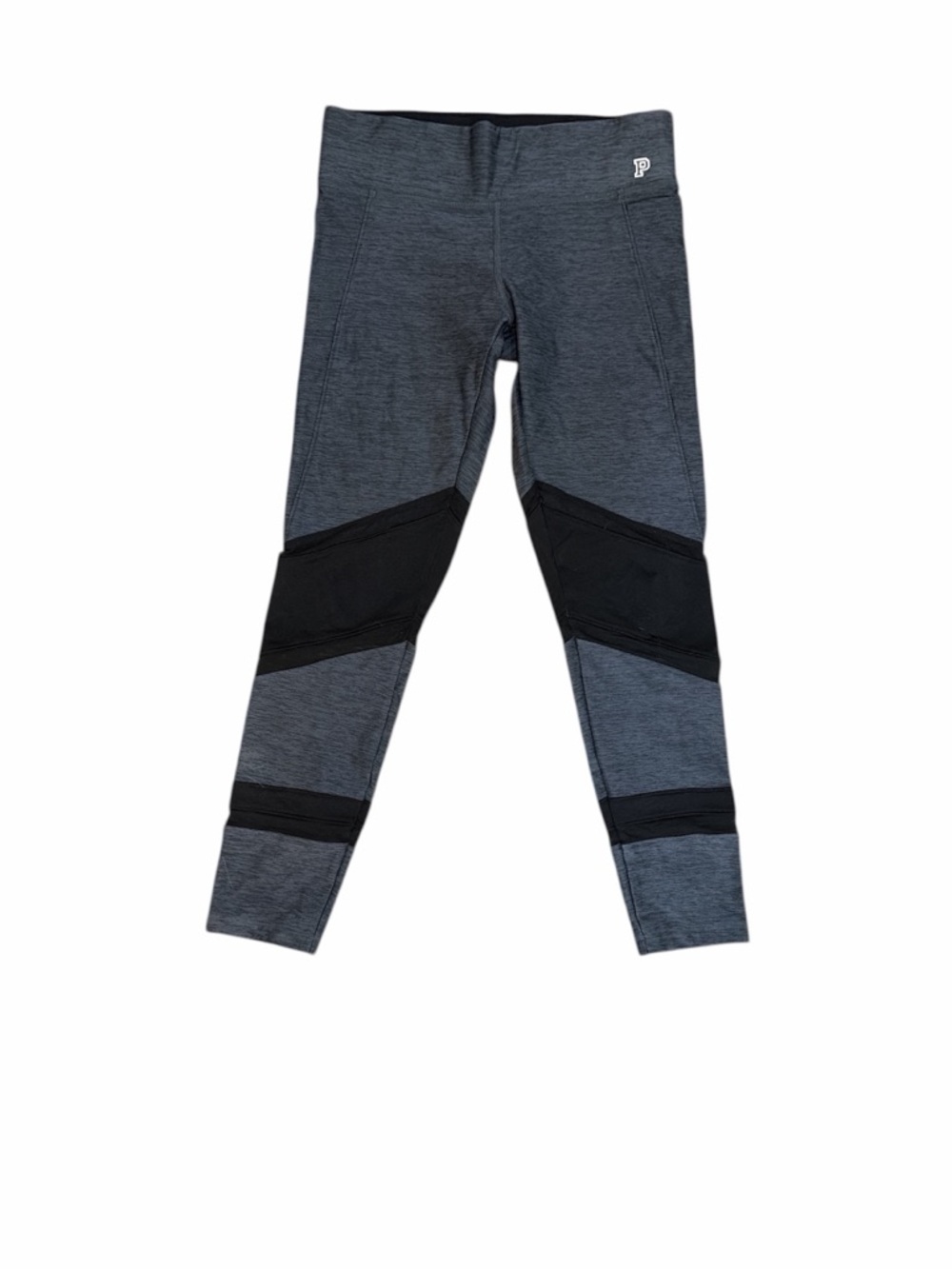 PINK Victoria's Secret Gray Leggings with Black Mesh Panels